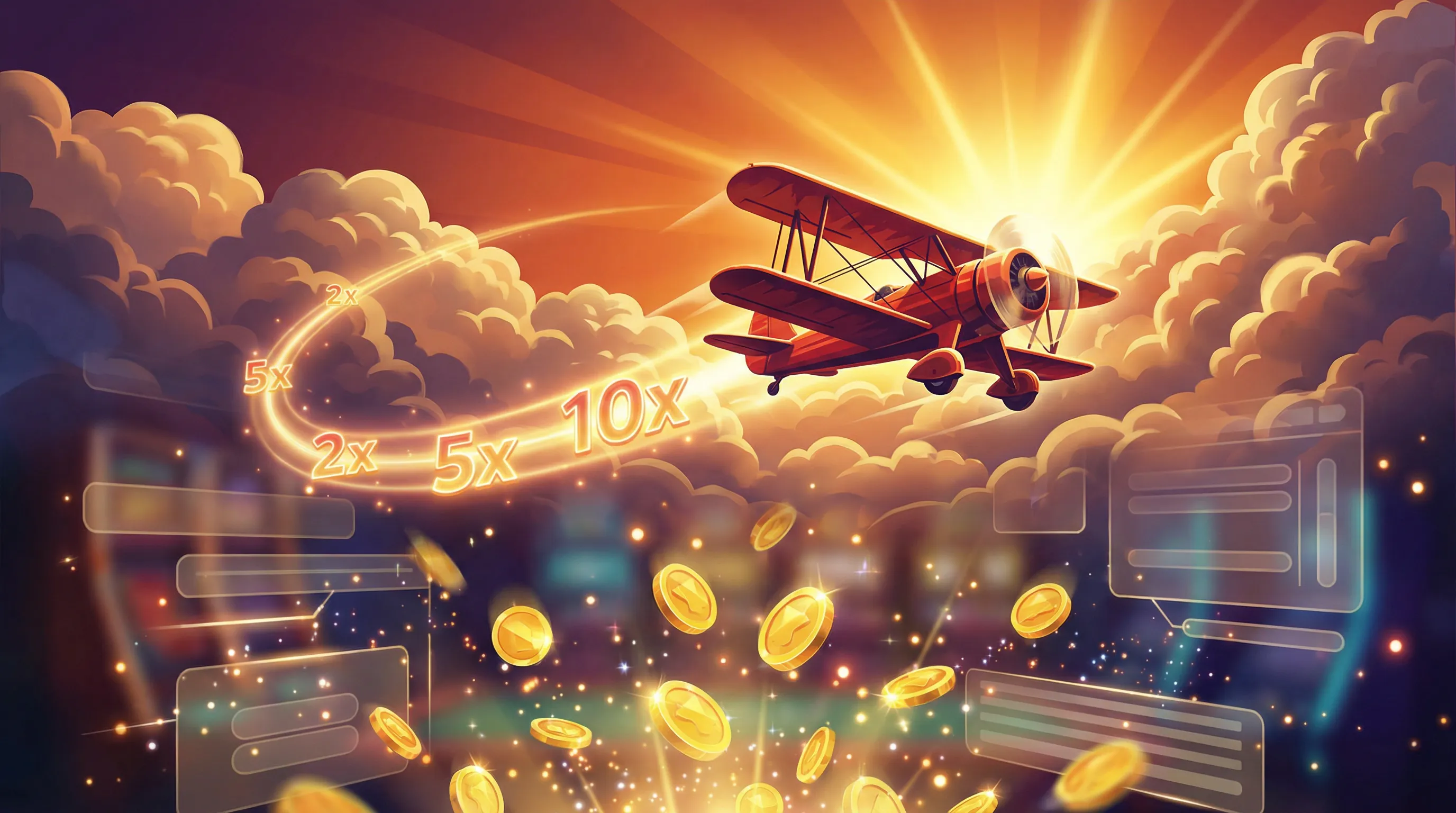 Jogo Aviator com avião vermelho subindo